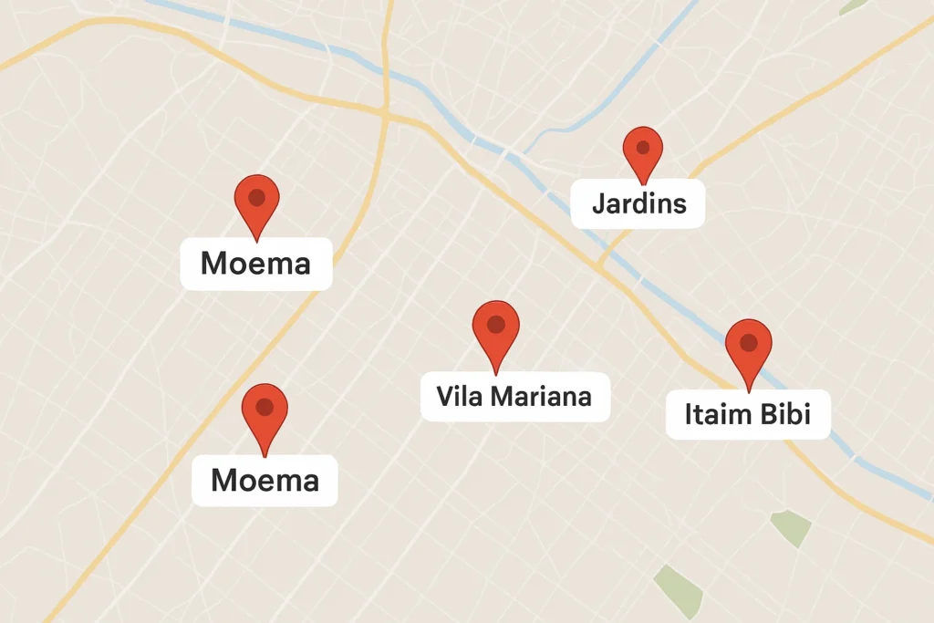 Google Mapas de localizações onde a empresa imobil mudançlas atua nos serviços de mudança residencial
