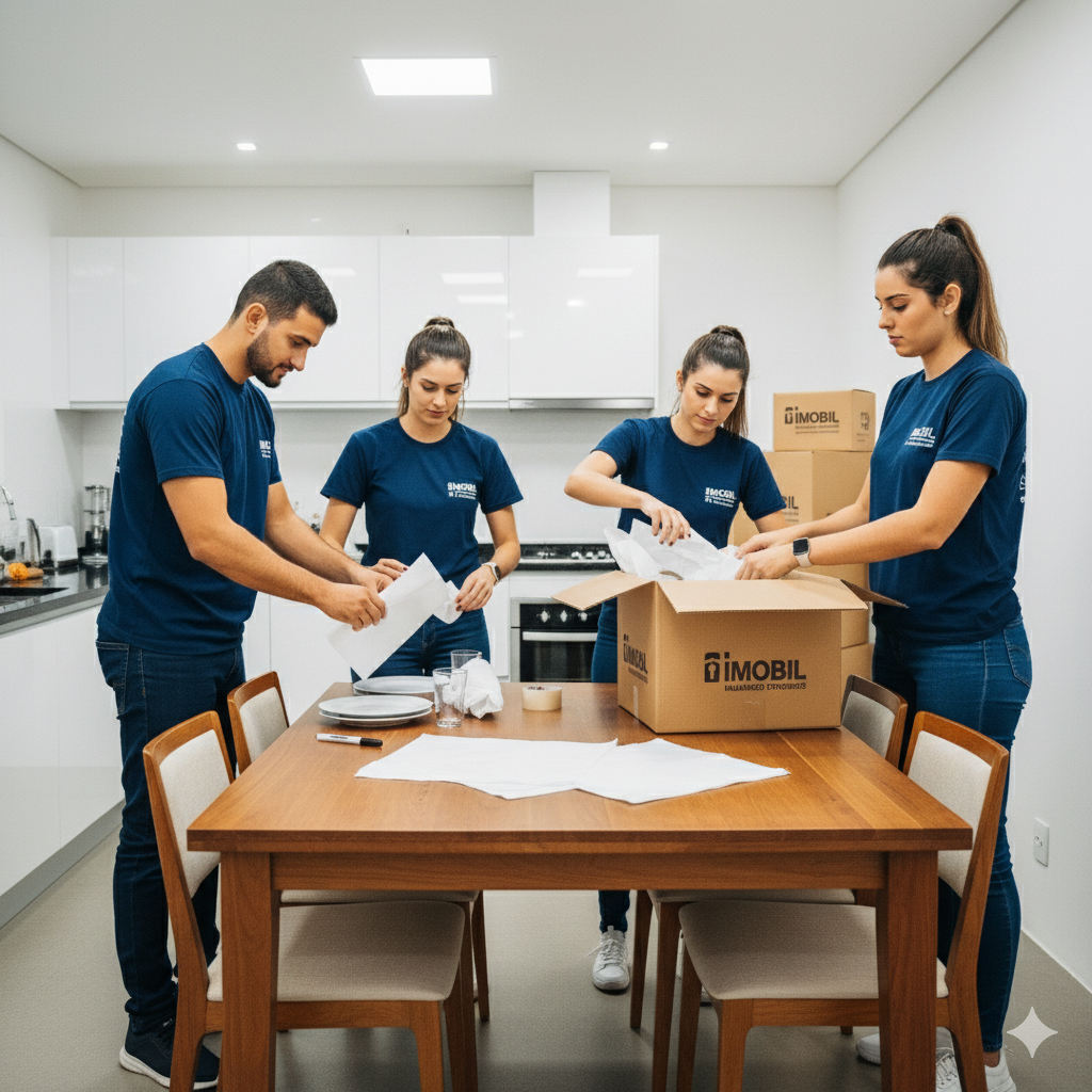 Serviços de Mudanças residenciais e comerciais equipe de embalagem