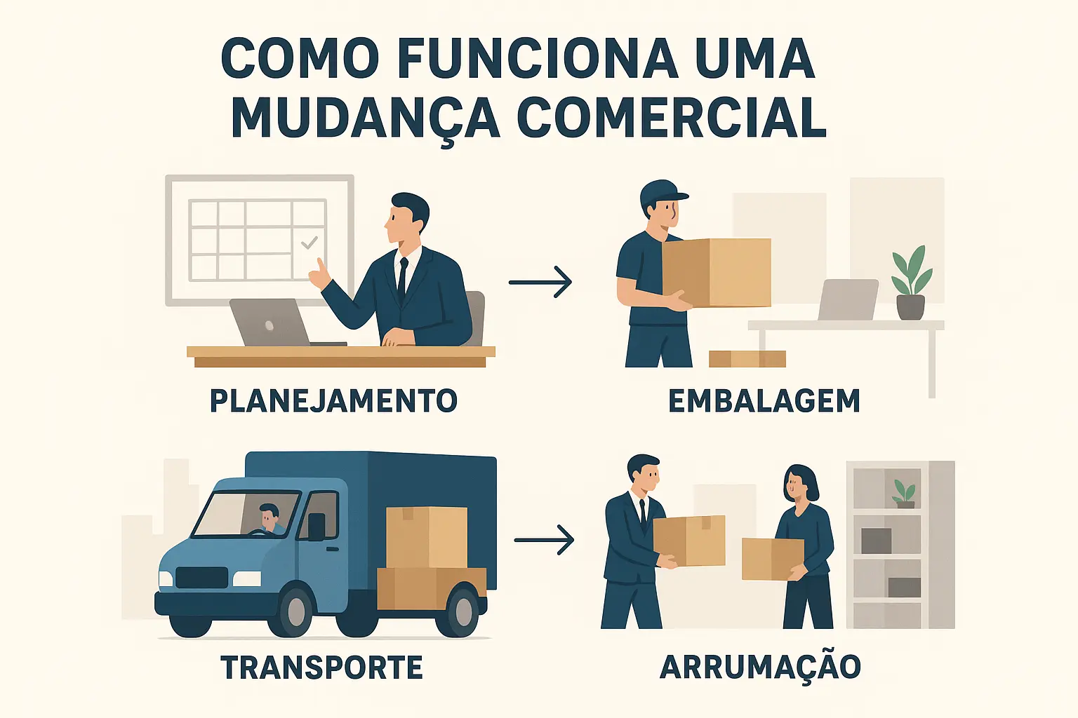 como funciona uma mudança comercial em São Paulo com planejamento transporte arrumação e embalagem