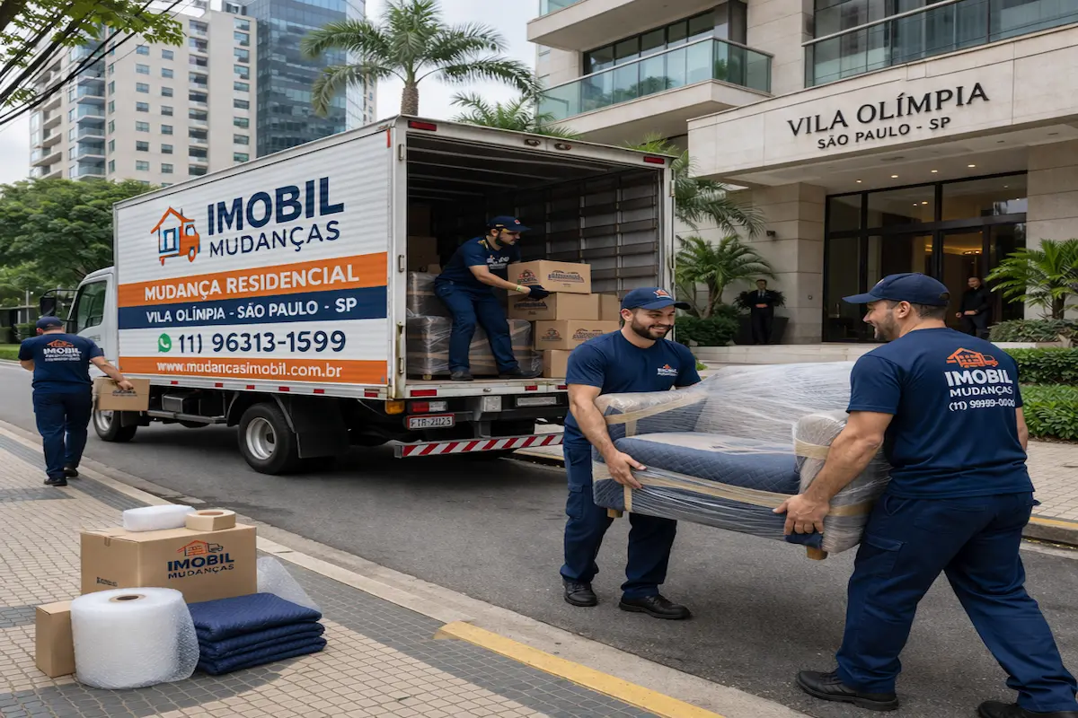 empresa de mudanças em São Paulo com equipe profissional transportando móveis com cuidado