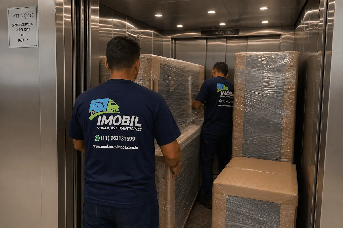 mudança de escritório na avenida paulista usando elevador comercial com móveis protegidos