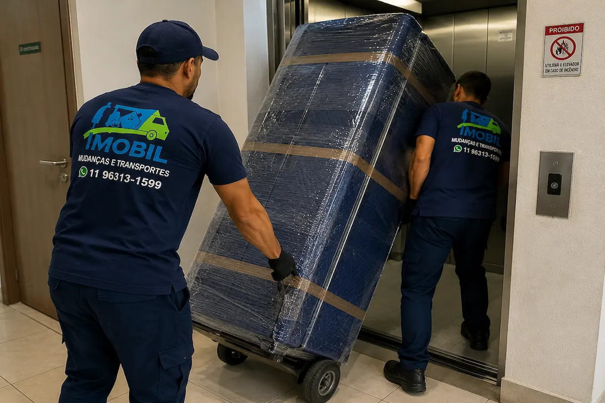 Geladeira no elevador de serviço em São Paulo com proteção reforçada