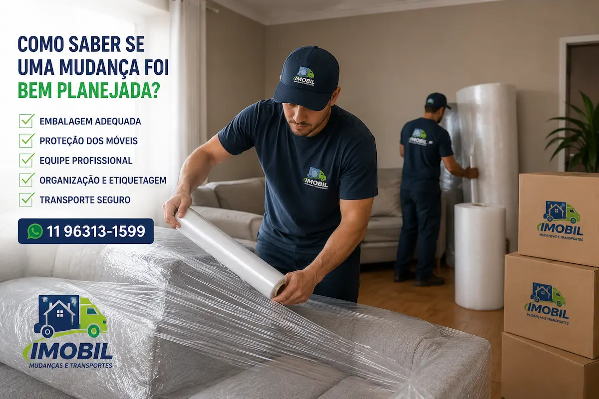 Mudança bem planejada com embalagem profissional de móveis