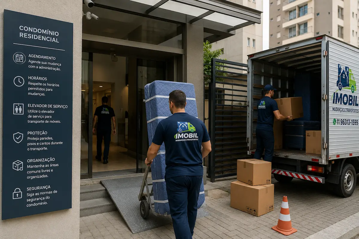 Mudança em condomínio com elevador de serviço reservado