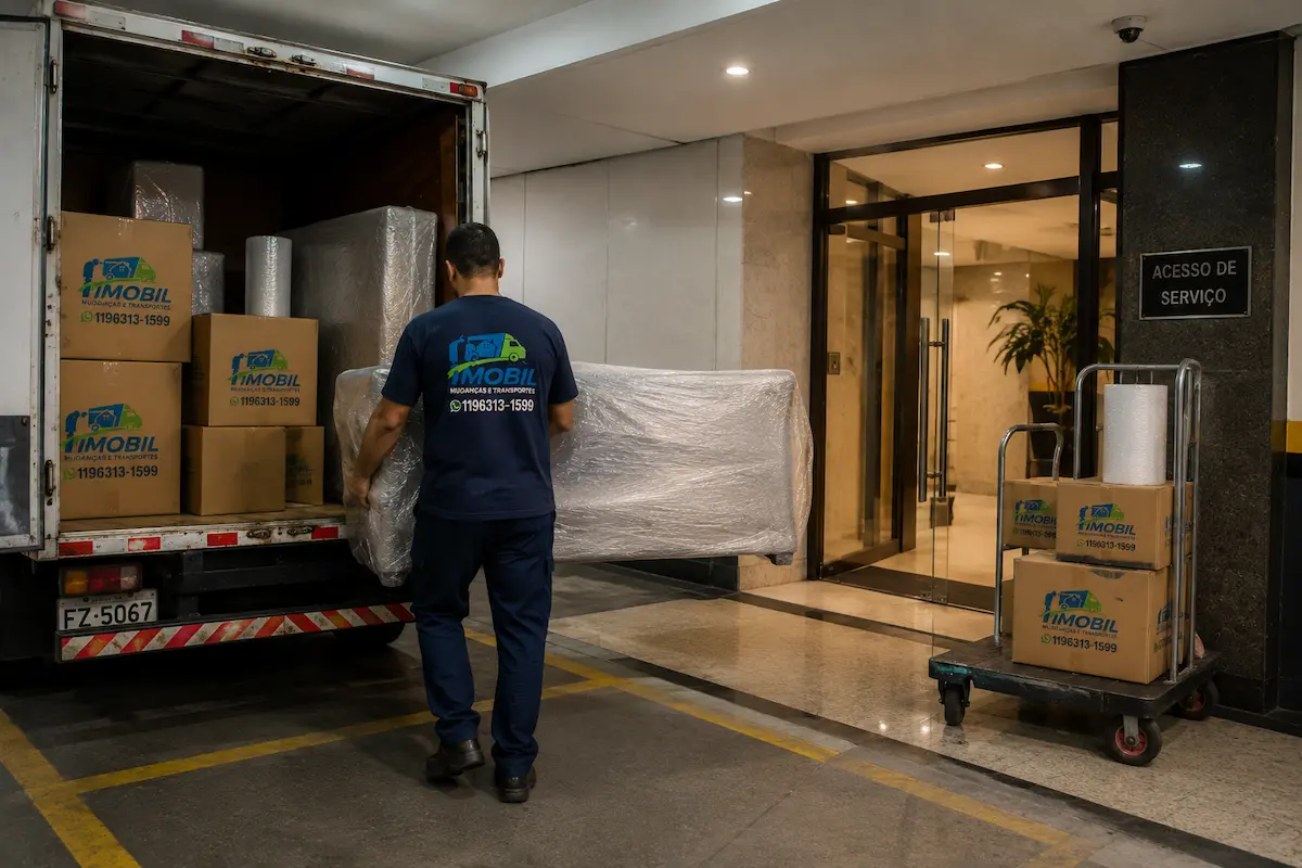Mudança em garagem de condomínio em São Paulo com equipe organizada