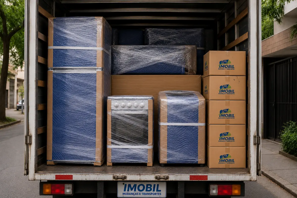 Mudança pequena em São Paulo com poucos móveis e transporte organizado