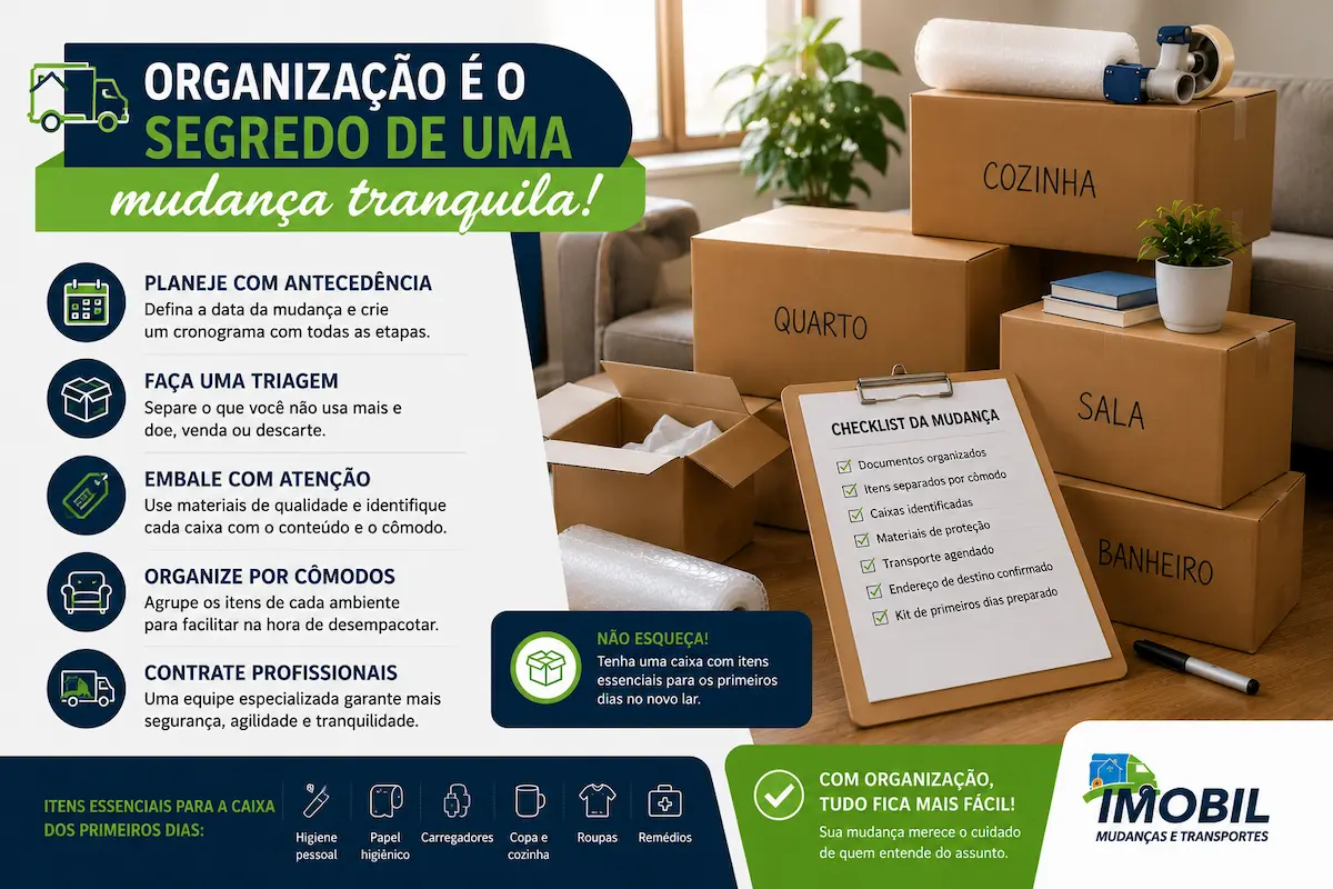 organização para mudança residencial tranquila com caixas identificadas