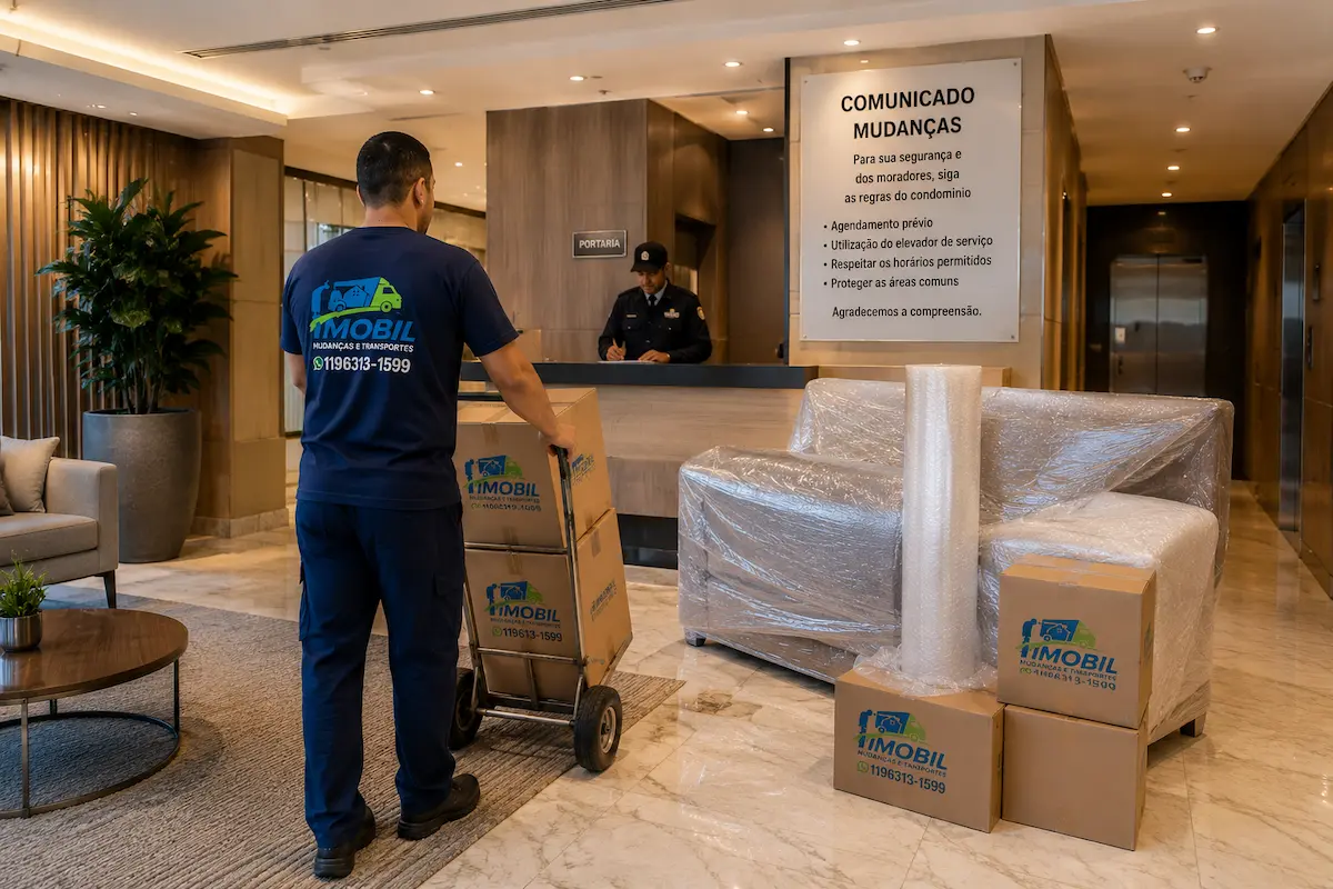 Portaria de condomínio organizada para mudança em São Paulo