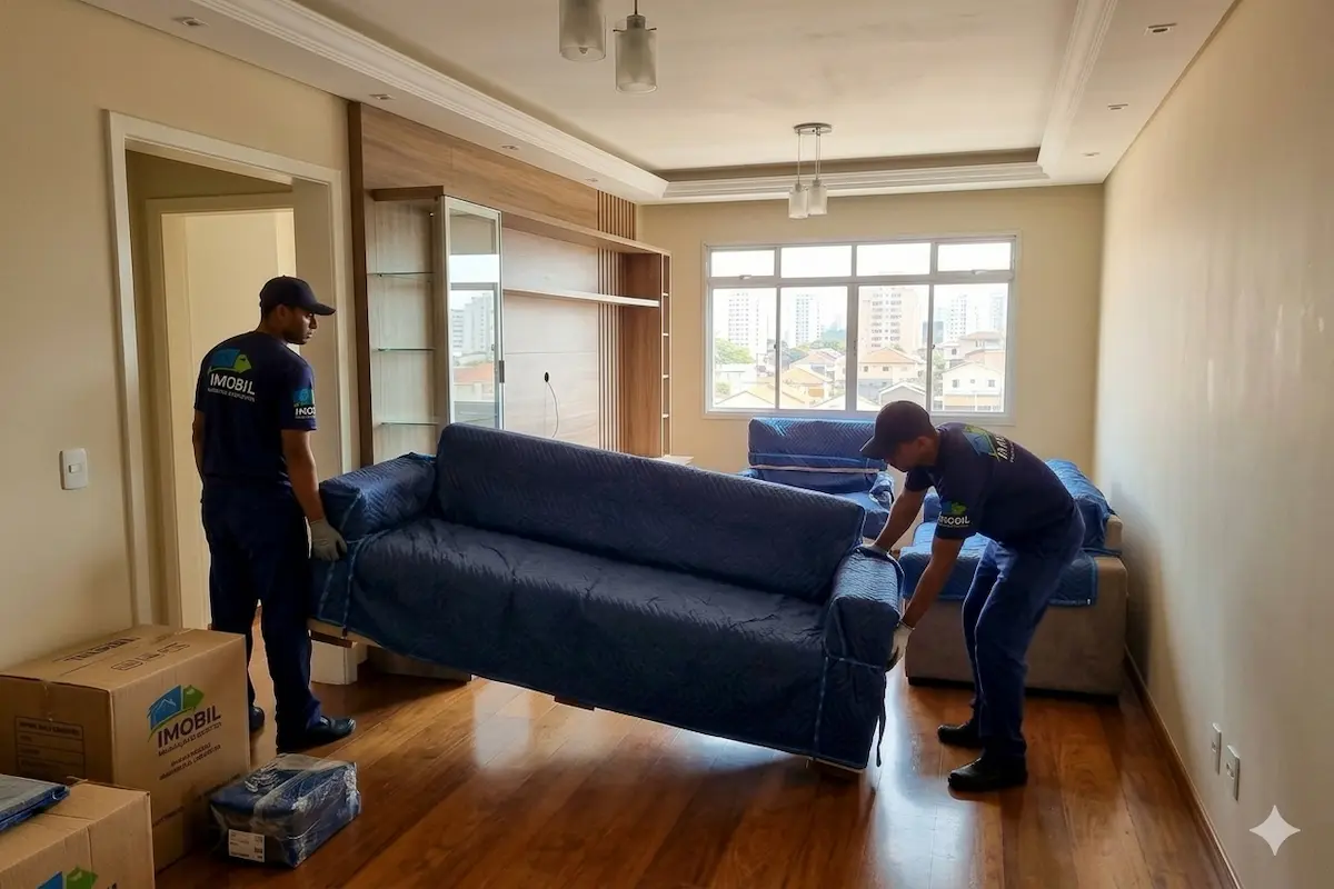 equipe profissional realizando mudança em São Bernardo com organização e transporte seguro