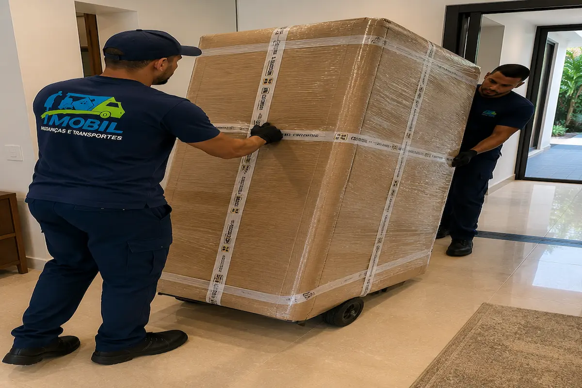 Transporte de geladeira duplex em São Paulo com proteção reforçada