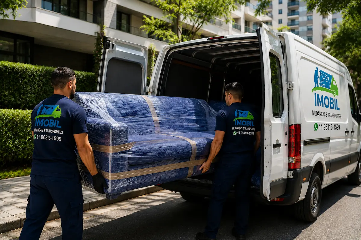 Transporte de poucos móveis em São Paulo com sofá embalado