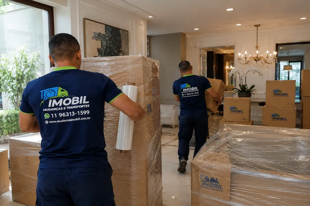 Embalagem de móveis durante mudança residencial
